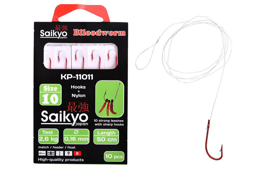 Крючки с поводками Saikyo KP-11011 Blloodworm